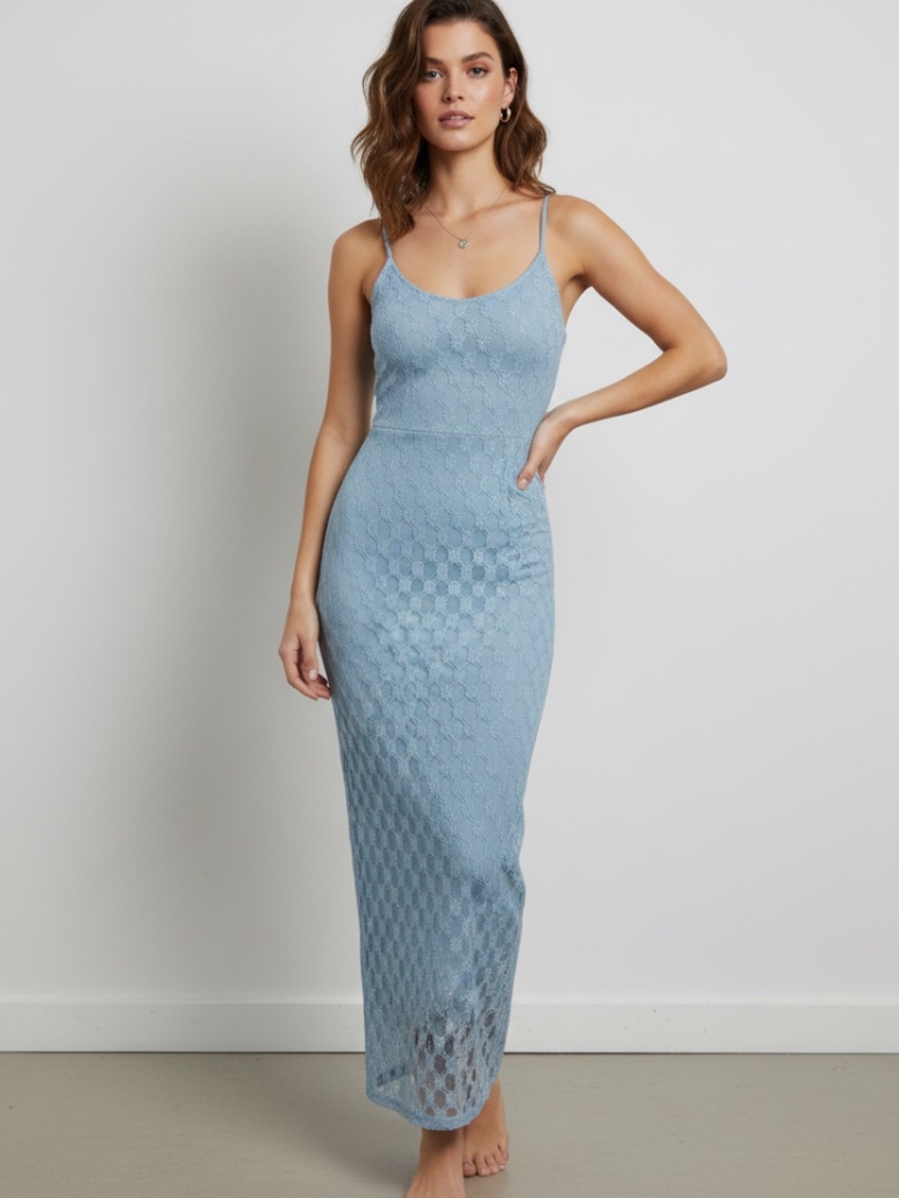 NWT B. Right, light blue ankle, grazing column maxi dress xs